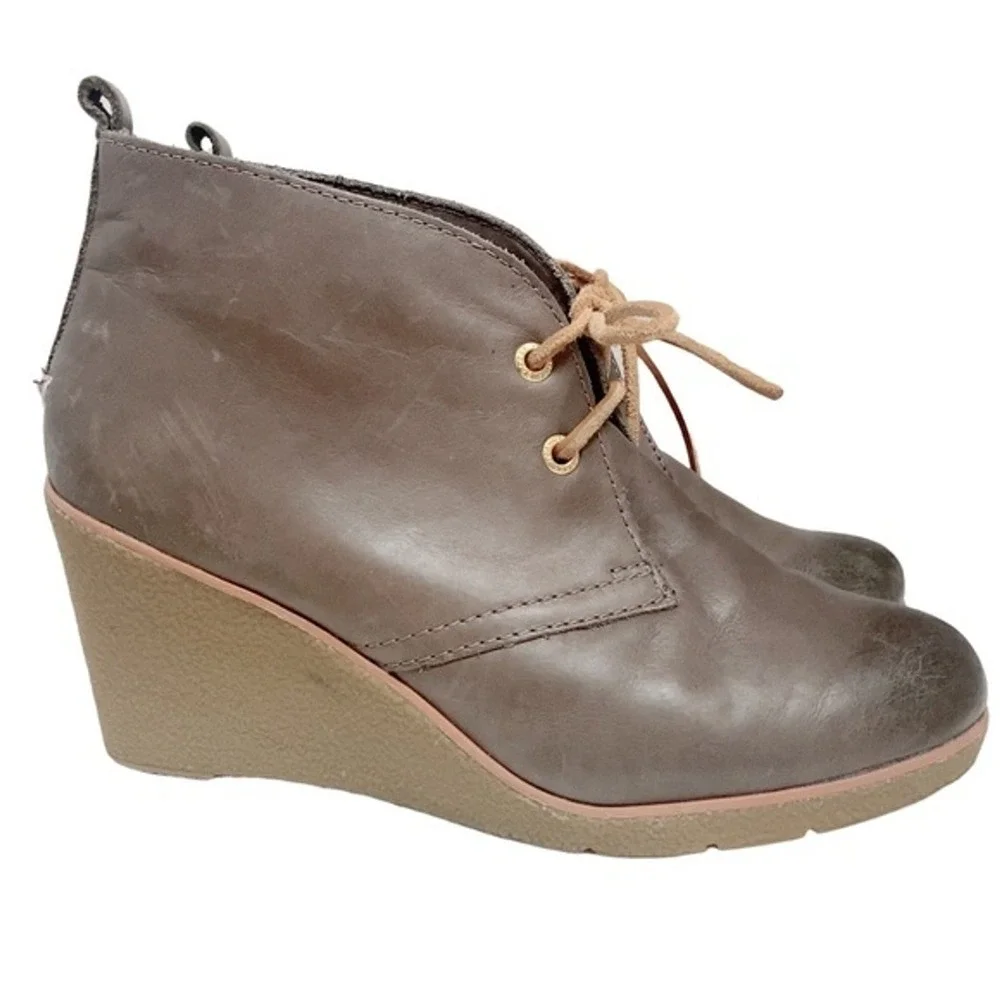 Sperry TopSider Harlow Wedge Chukka Boots Womens‎ Size 8M  Burnished Leather